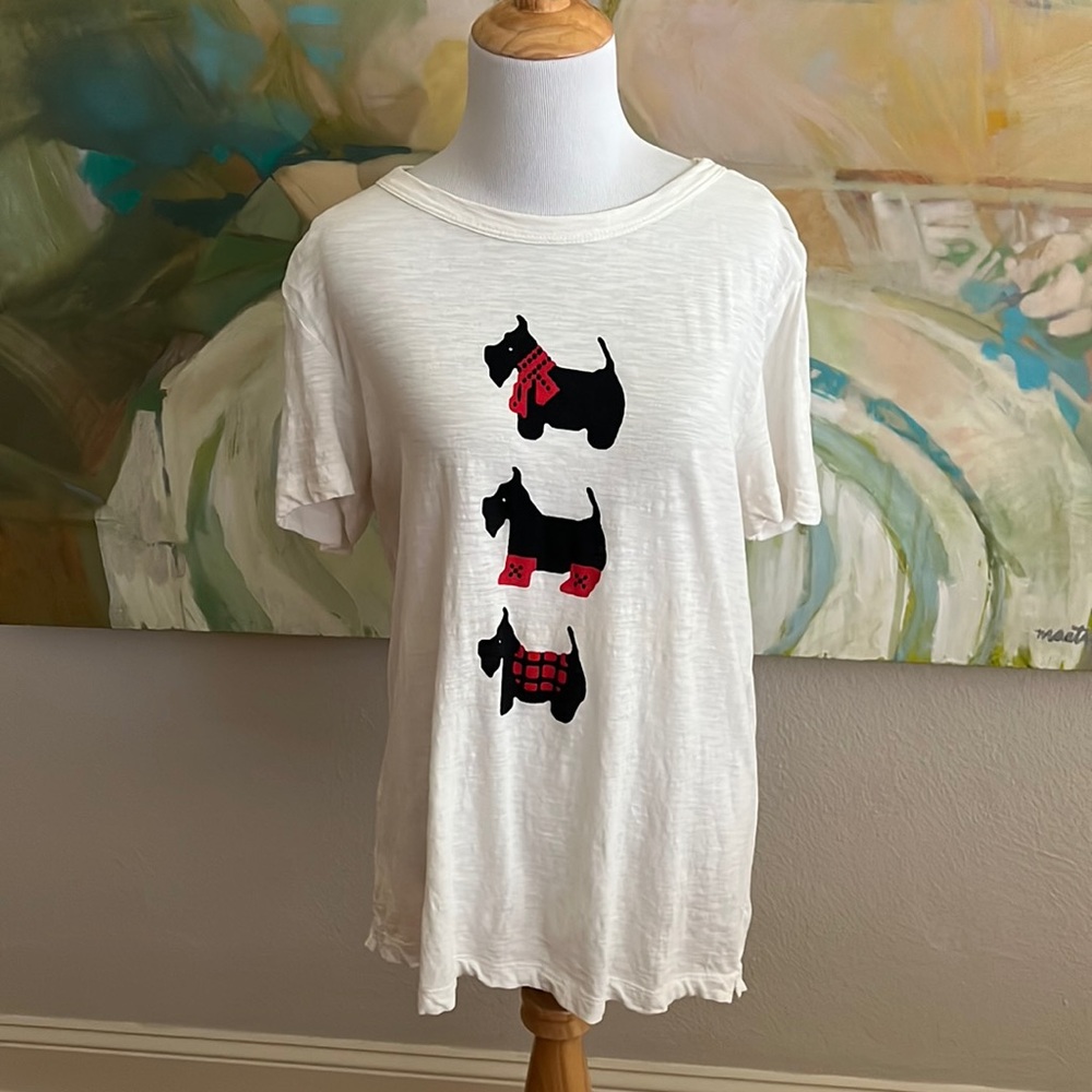 LOFT Scottie Dog Everyday Crew Tee Color: Whisper White 100% cotton large